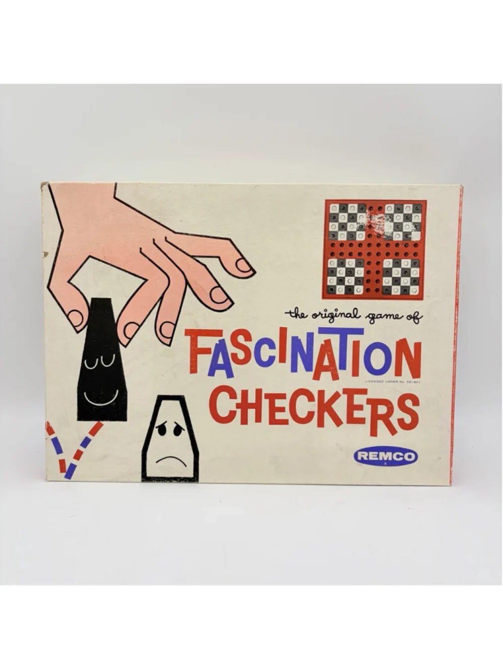 REMCO 1962 Fascination Checkers Style 851 Board Game 68 Pieces Box Rules